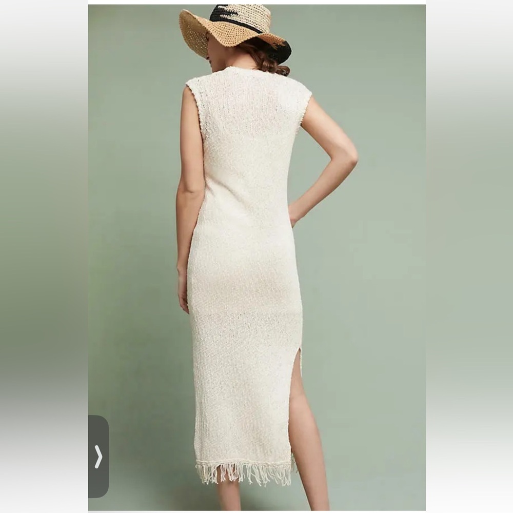 Anthropologie knit Sleeveless Knit midi Dress cream xs - Picture 2 of 8